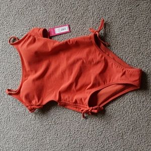 NWT Orange One Piece Tie Back Swimsuit Xhilaration Size S